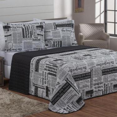 Imagem de Cobre Leito Colcha Casal Queen Fascinio Percal 200 Fios Algodão 03 Peç