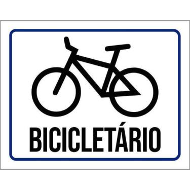 Imagem de Kit 10 Placa Acm Bicicletário Azul Desenho 18X23 - Sinalizo