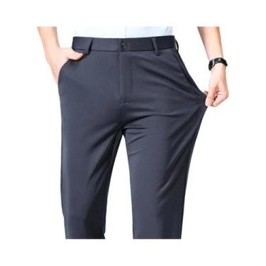 Imagem de Calças De Terno Masculinas plus Size Finas De Verão, Elásticas, Retas 