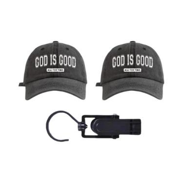 Imagem de Boné Ajustável Com Estampa 'God Is Good', Casual E Moderno, Lavado À Á
