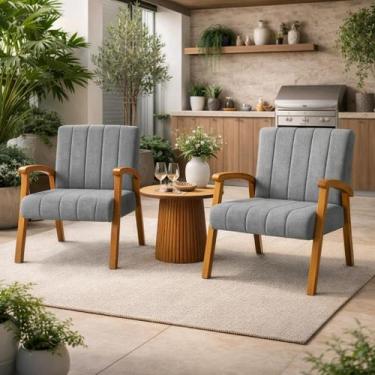 Imagem de Kit 2 Poltronas Haley Decorativa Linho Sala Estar Área Gourmet Varanda