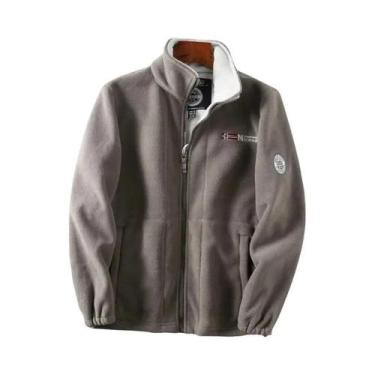 Imagem de Jaqueta Masculina Grande Tamanho À Prova De Vento Com Forro De Fleece 