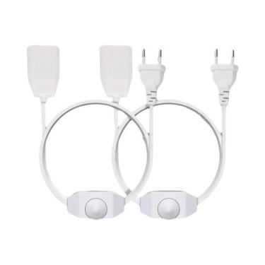Imagem de Cabo De Alimentação Com Dimmer LED Preto E Branco, Plugue EU De 2 Pino