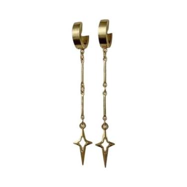 Imagem de Brincos Femininos Góticos Punk Com Cruz E Estrela, Joias Coreanas Da M