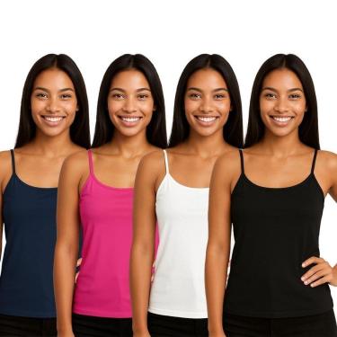 Imagem de Kit 4 Blusas Regata Feminina de Alcinha Lisa-Feminino