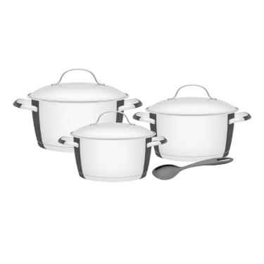 Imagem de Jogo De Panelas Aço Inox Allegra 3 Peças e Colher Tramontina