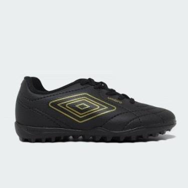 Imagem de Chuteira society Umbro Class Footballer infantil - preto e dourado-Unissex