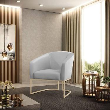 Imagem de Poltrona Sala Decorativa Stella Couro Sintético Cinza D`Rossi