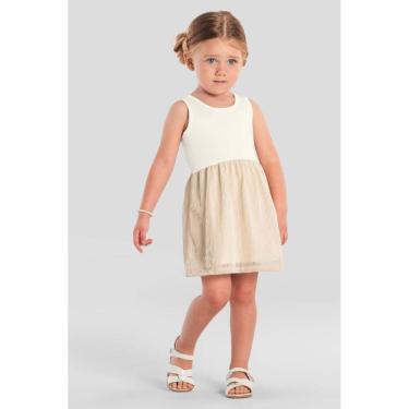 Imagem de Vestido infantil menina com tule Brandili -Natural