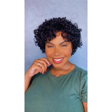 Imagem de Peruca de Cabelo Humano Cacheada Gisa Preta - 100% Natural - Cia dos C