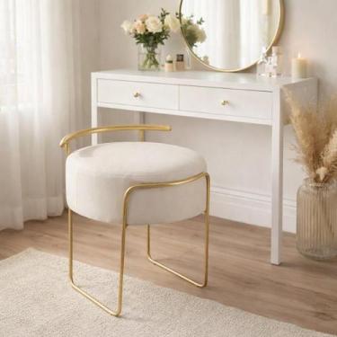 Imagem de Puff Decorativo Theo para Sala de Estar Recepção Tecido Linho Cor:Verd