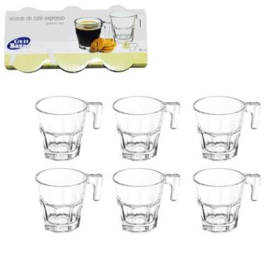 Imagem de Conjunto com 6 Xícaras caneca copo de Vidro transparente para Café  Ex