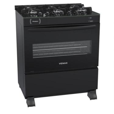 Imagem de Fogao a Gas 6 Bocas Venax Picasso Vitreo Preto, Bivolt