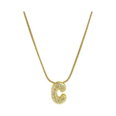 Imagem de Colar Feminino Banhado a Ouro 18K Com Zircônias E Letra Inicial Em Des