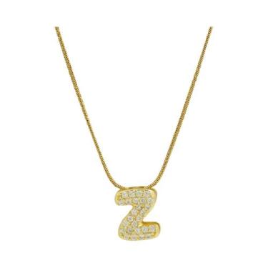 Imagem de Colar Feminino Banhado a Ouro 18K Com Zircônias E Letra Inicial Em Des