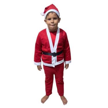 Imagem de Roupa Papai Noel Infantil Criança Natal Fantasia Completa Natalina Fes