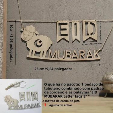 Imagem de Guirlanda De Ovelhas De Madeira Eid Mubarak, Decoração Islâmica Para O