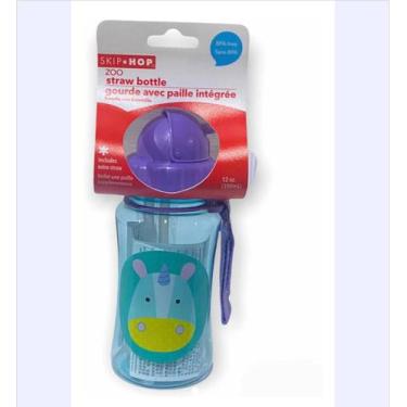 Imagem de Garrafa Infantil Skip Hop Zoo Unicornio Com Canudo Original, roxa