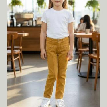 Imagem de Calça Infantil Menina Em Sarja PUC, 6, Mocassim