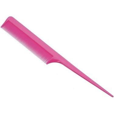Imagem de Pente fino de plástico com pegador de cor rosa - Plastigel 