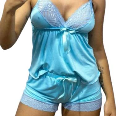Imagem de Baby Doll Short Doll Pijama Feminino Liso Estampado Renda - Lumu Modas