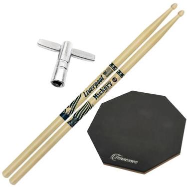 Imagem de Baquetas Liverpool 2B 5A 5B 7A American Hickory Kit Par Bateria + Pad 