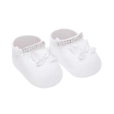 Imagem de Meia Selene Bebê RN Sapatinho com Apliques - 1003.001, 0-5M