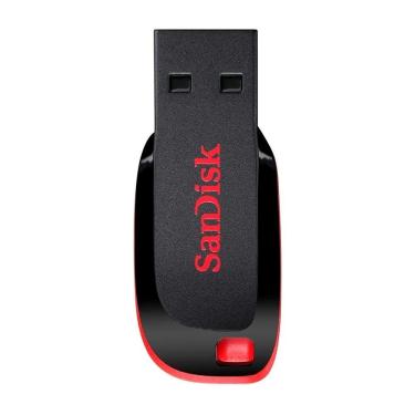 Imagem de Pendrive Sandisk Z50 Cruzer Blade 128GB USB 2.0 Compacto Preto e Vermelho