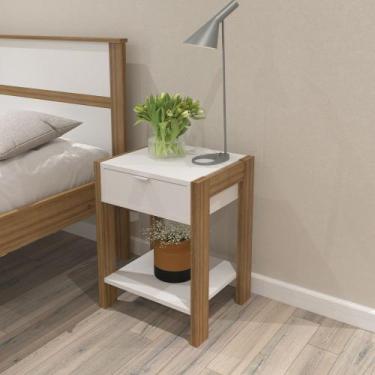 Imagem de Mesa de Cabeceira 1 Prateleira 1 Gaveta AZ1016 Branco - Tecno Mobili