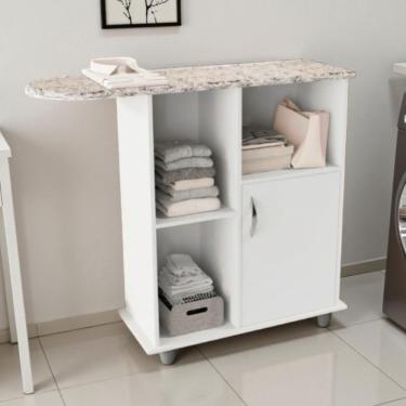 Imagem de Tábua de Passar Roupa com Nichos e Porta MDP Branco 87x104x29cm de Casa