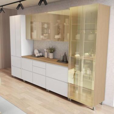 Imagem de Cozinha Rainha 6 Peças 10 Portas Cristaleira Reflecta 100% MDF Branco 