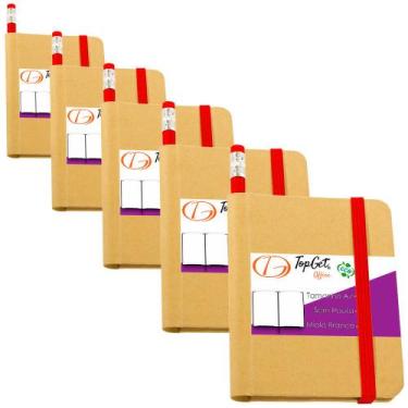Imagem de Kit 5x Mini Cadernetas 7x11cm 70 Folhas Sem Pauta Eco Begônia TopGet, 