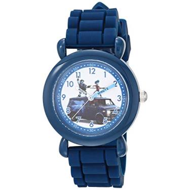 Imagem de Disney Relógio analógico de quartzo para meninos com pulseira de silicone, azul, 16 (modelo: WDS000888)