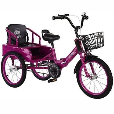 Imagem de Triciclo Infantil DobráVel 16 Polegadas, Bicicleta Cruzeiro 3 Rodas, Bicicleta Infantil 3 Rodas Com Assento Infantil Para Uma ConduçãO ConfortáVel, Segura E EstáVel (Color : Purple)
