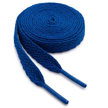 Imagem de OrthoStep Cadarços atléticos planos pacote com 2 pares – Feito nos EUA, Azul royal, 54" (137 cm)