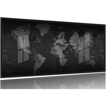 Imagem de Quadro Decorativo Mapa Mundi Geografico 130x60 Moldura Preta 2x2