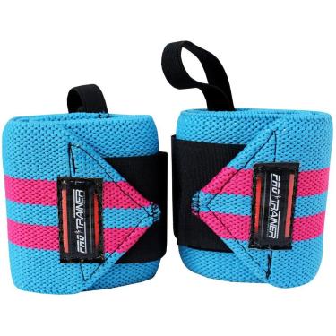 Imagem de Munhequeira Profissional Crossfit rosa com azul