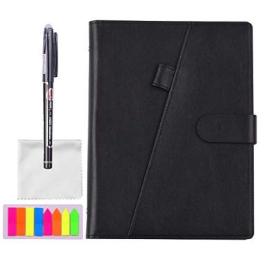 Imagem de lifcasual Apagável Reutilizável Smart Notebook Capa Rígida Escrita Diário Folha Solta PU Couro Caderno De Notas Wet Hot Erase Tamanho A5 50 Folhas com Caneta Apagável Etiqueta de pano para estudantes viajantes