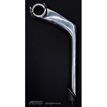 Imagem de Haste para guidão de liga de alumínio Fito – TWIN 2 BOLT – Gola de ganso, barra de puxador: 25,4 mm, moldura: 22,2 mm, para bicicletas de cruzeiro, BMX Bikes, bicicletas confortáveis, (prata)