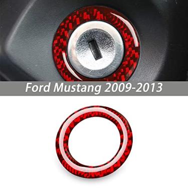 Imagem de FINMOKAL Anel Do Botão De Partida Do Motor De Fibra De Carbono Vermelho Apto Para Ford Mustang 2009-2013 Preto, Fibra De Carbono
