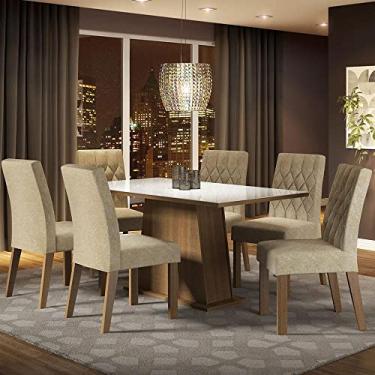 Imagem de Conjunto Sala de Jantar Mesa Tampo de Vidro 6 Cadeiras Rustic/branco/imperial Stéfani Madesa