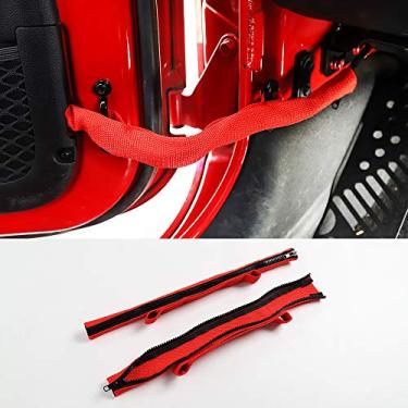 Imagem de Limitador de controle de porta Savadicar para Jeep Wrangler JK JKU 2/4 2007-2018, com arnês de proteção de arame, acessórios de interiores, vermelho