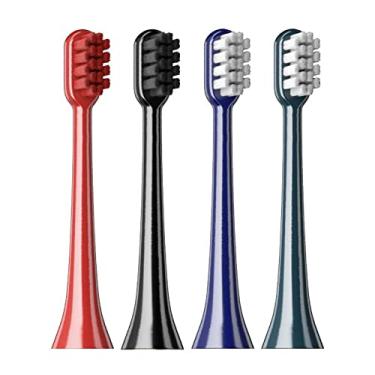 Imagem de Escova de dentes elétrica Sonic cabeça de escova de dentes dupla cabelo macio mini cabeça de escova branca brilhante cabeça de escova de dentes elétrica (4 peças, verde)