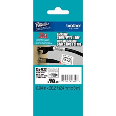 Imagem de 2/Pacote Genuíno Brother 1" (24 mm) Preto sobre Branco Cabo Flexível e Fio / Cabo TZe P-Touch Fitas para Brother PT-9600, PT9600 Etiquetador