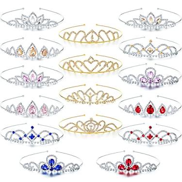 Imagem de Haull Tiara de cristal para meninas, coroa de strass, coroa de cristal, coroa de cristal, coroa de cristal, coroa de strass, coroa de liga, acessórios de cabelo para festas de aniversário, estilo de cabelo