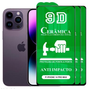 Imagem de Kit 3x Película 9D Cerâmica iPhöne 14 Pro Max - Protetora Anti Impacto Queda Choque Shock Flexível Nano Gel