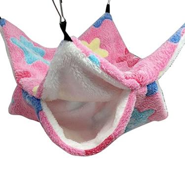 Imagem de Rede para Ratos Cama Quente de Pelúcia Dupla Grossa para Casa de Hamster Saco de Dormir Canteiros de Árvore Pendurados Gaiola de Hamster de Porquinho da Índia (Pó de Estrela-do-Mar)