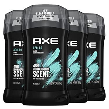 Imagem de AXE Desodorante em bastão Apollo Dual Action para proteção duradoura contra odores, sálvia e cedro sálvia e cedro masculino Deo, sem alumínio, 85 g, 4 unidades