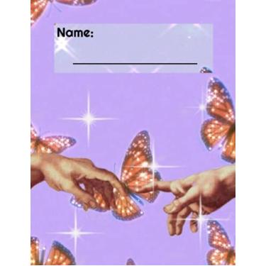 Imagem de Butterfly Notebook SCHOOL BOOK WIDE RULE 8.5x11: aesthetic purple journal diary school supplies notes butterflies vsco style tik tok glitter sparkle