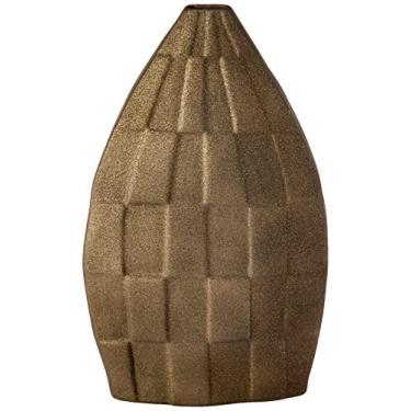 Imagem de Vaso Triangular Grande Decorglass Preto Fosco Com Dourdo